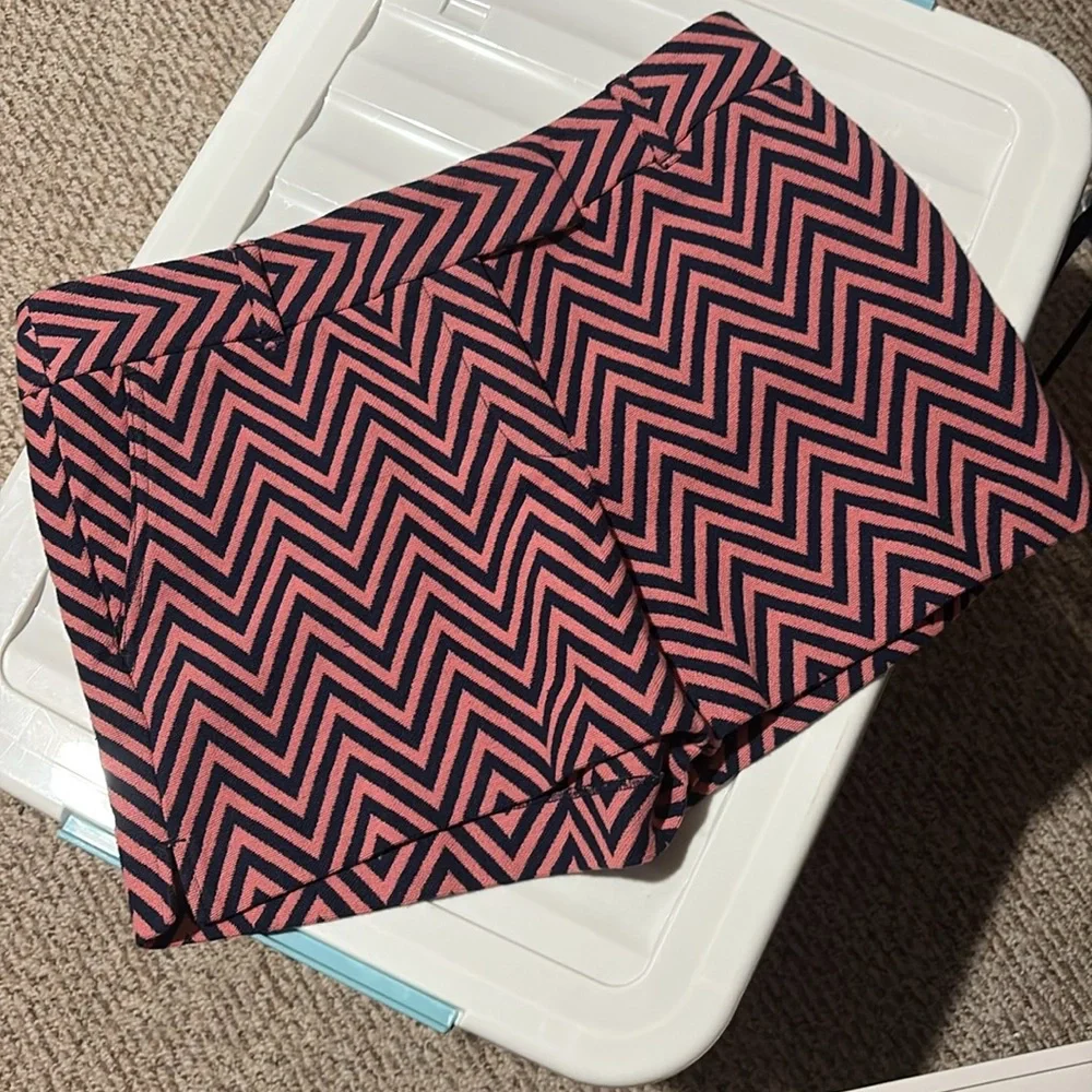 NWT LOFT SZ 8 Pink & Navy Chevron Riviera  Shorts - Picture 2 of 8